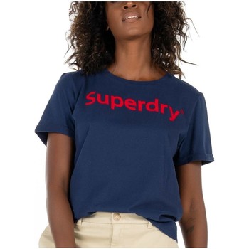 textil Dame T-shirts m. korte ærmer Superdry  Blå