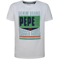 textil Dreng T-shirts m. korte ærmer Pepe jeans  Hvid