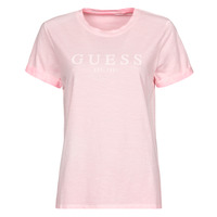 textil Dame T-shirts m. korte ærmer Guess ES SS GUESS 1981 ROLL CUFF TEE Pink