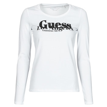 textil Dame Langærmede T-shirts Guess LS CN ASTRELLE TEE Hvid