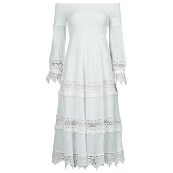 textil Dame Lange kjoler Guess 3 QTR SLV AMBERLEE DRESS Hvid