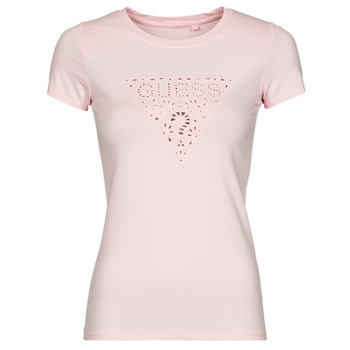 textil Dame T-shirts m. korte ærmer Guess SS EYELET FLORAL LOGO R3 Pink