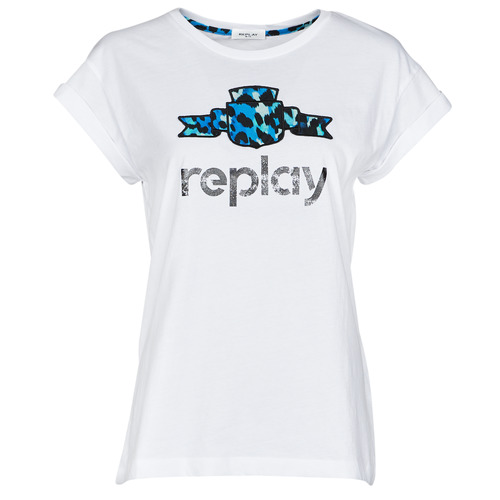 textil Dame T-shirts m. korte ærmer Replay W3525A Hvid