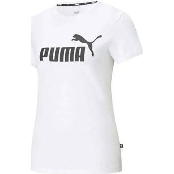 textil Dame T-shirts m. korte ærmer Puma Ess Logo Tee Hvid