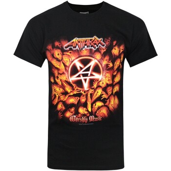 textil Herre Langærmede T-shirts Anthrax Worship  Sort