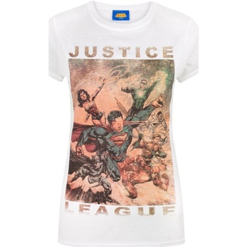 textil Dame Langærmede T-shirts Justice League  Hvid