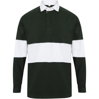 textil Polo-t-shirts m. lange ærmer Front Row FR07M Bottle Green/White