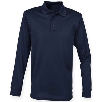 textil Polo-t-shirts m. lange ærmer Henbury H478 Blå