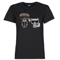 textil Dame T-shirts m. korte ærmer Karl Lagerfeld IKONIK RHINESTONE T-SHIRT Sort