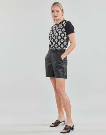 Karl Lagerfeld PERFORATED FAUX LEATHER SHORTS Sort