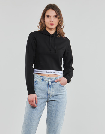 textil Dame Sweatshirts Calvin Klein Jeans CONTRAST TAPE MILANO HOODIE Sort