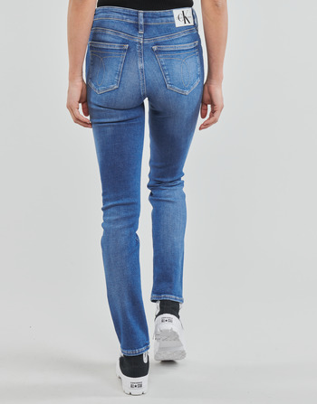 Calvin Klein Jeans HIGH RISE SLIM Blå / Lys