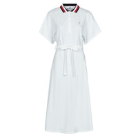 textil Dame Korte kjoler Tommy Hilfiger GBL STP FLARE MIDI POLO DRESS SS Hvid