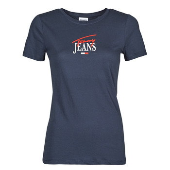 textil Dame T-shirts m. korte ærmer Tommy Jeans TJW SKINNY ESSENTIAL LOGO 1 SS Marineblå