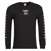 textil Herre Langærmede T-shirts Tommy Jeans TJM HOMESPUN GRAPHIC LS TEE Sort