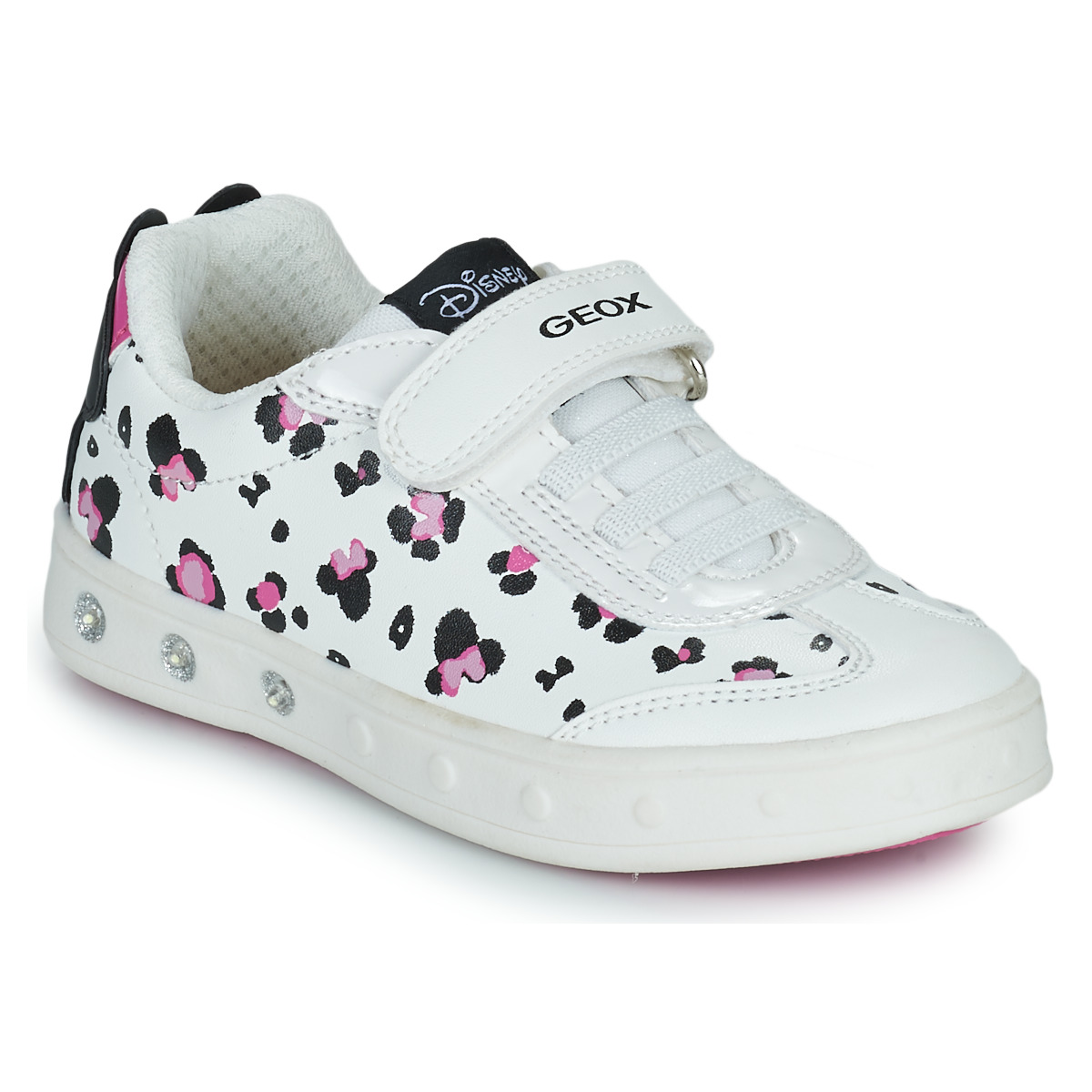 Sko Pige Lave sneakers Geox J SKYLIN GIRL Hvid / Sort / Pink