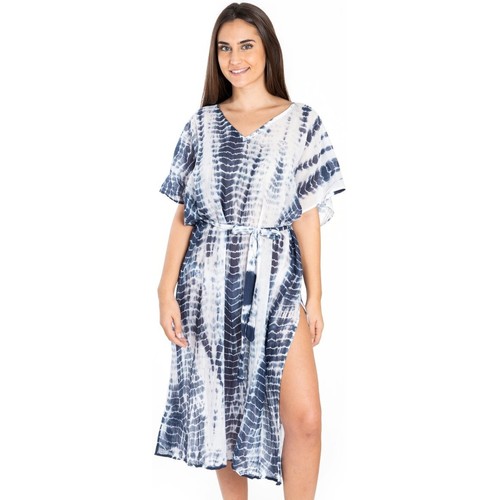 Isla Bonita By Sigris Poncho Blå Gratis fragt | Spartoo.dk - textil Kjoler Dame 497,00 Kr