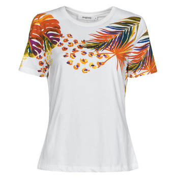 textil Dame T-shirts m. korte ærmer Desigual TS_MINNEAPOLIS Hvid / Flerfarvet