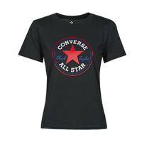 textil Dame T-shirts m. korte ærmer Converse Chuck Patch Classic Tee Converse  / Sort / Flerfarvet