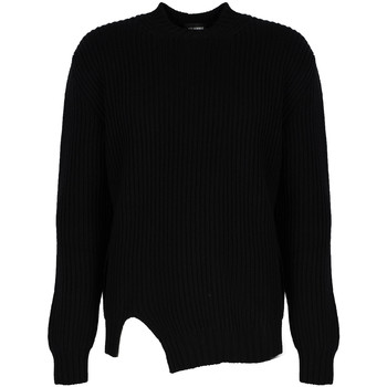 textil Herre Pullovere Les Hommes LHK108 647U | Round Neck Asymetric Sweater Sort