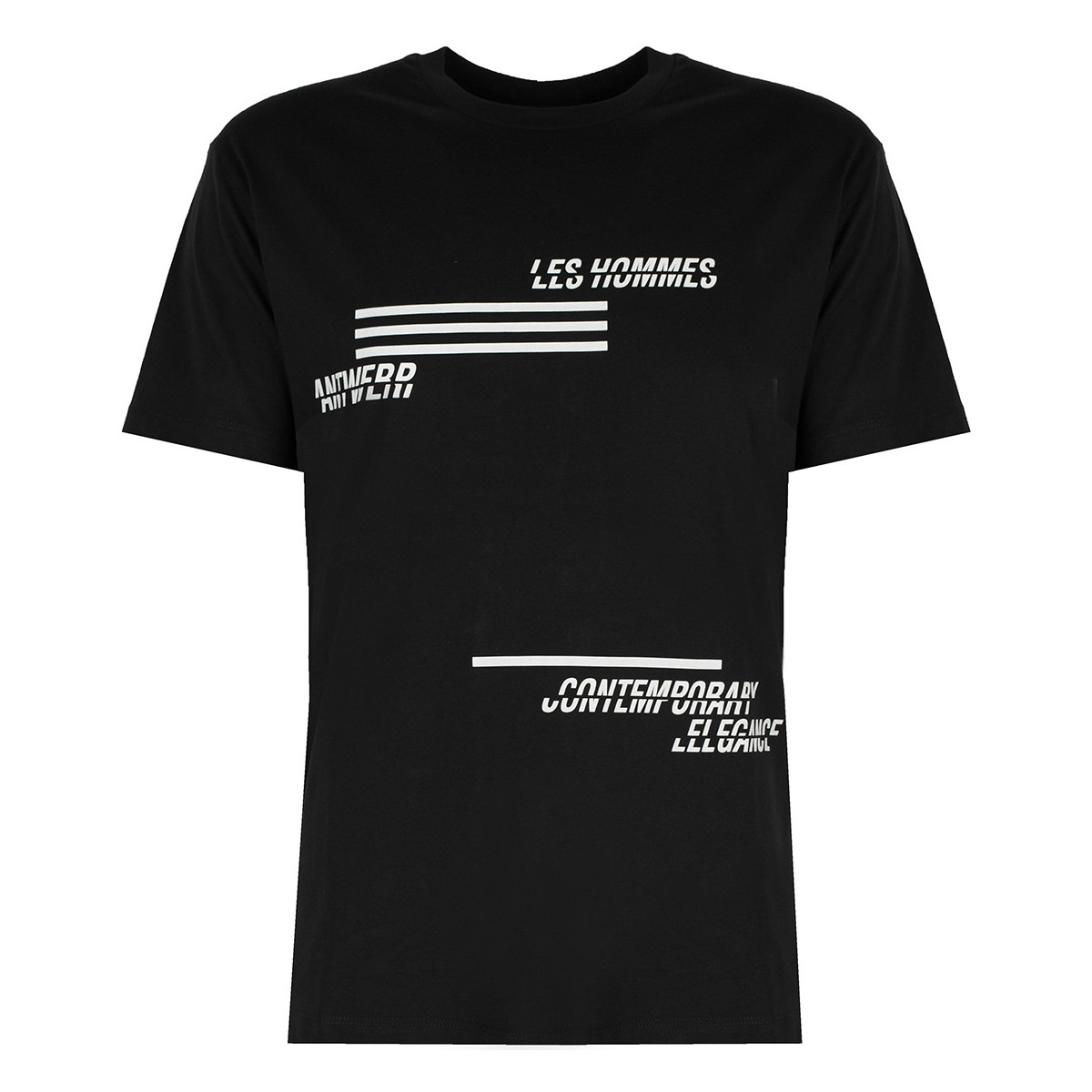 textil Herre T-shirts m. korte ærmer Les Hommes LJT208-700P | Contemporary Elegance Sort