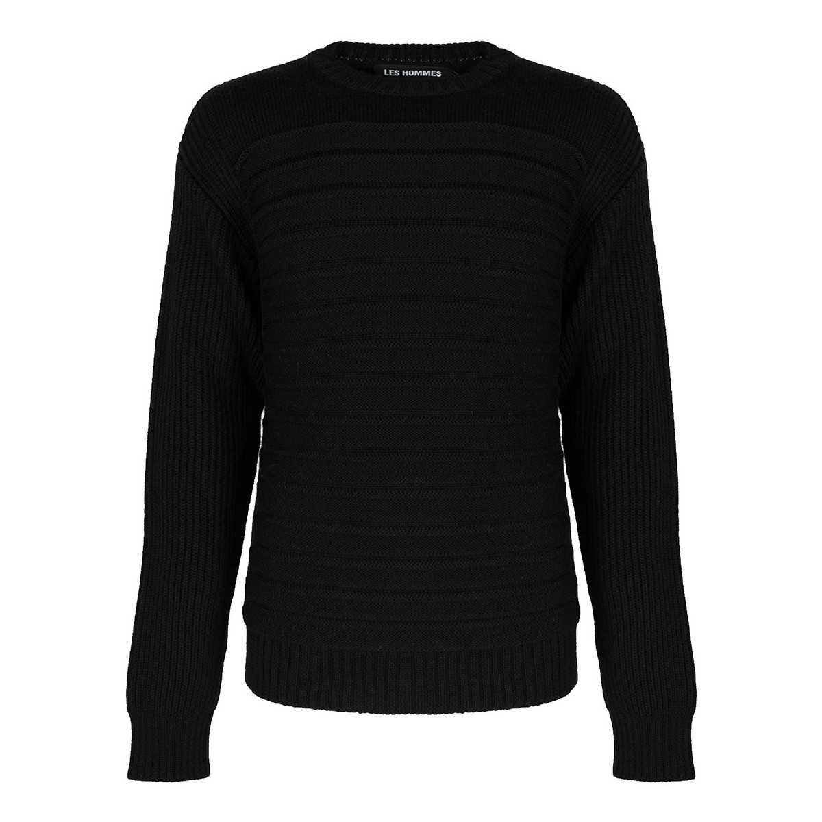textil Herre Pullovere Les Hommes LJK402-660U | Round Neck Sweater with Pleats Sort