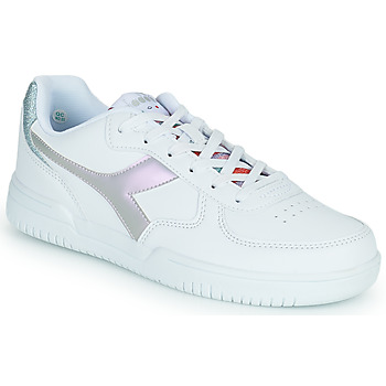 Sko Dame Lave sneakers Diadora RAPTOR LOW GLITTER RAINBOW WN Hvid / Pink