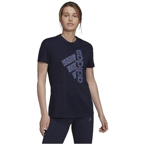 textil Dame T-shirts m. korte ærmer adidas Originals Vertical Zebra Logo Graphic Marineblå