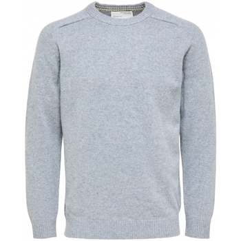 textil Herre Pullovere Selected Wool Jumper New Coban - Medium Grey Melange Grå