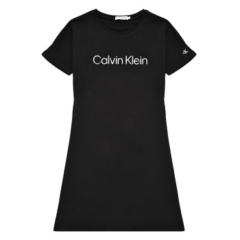 textil Pige Korte kjoler Calvin Klein Jeans INSTITUTIONAL SILVER LOGO T-SHIRT DRESS Sort