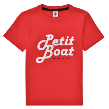 textil Dreng T-shirts m. korte ærmer Petit Bateau BLASON Rød