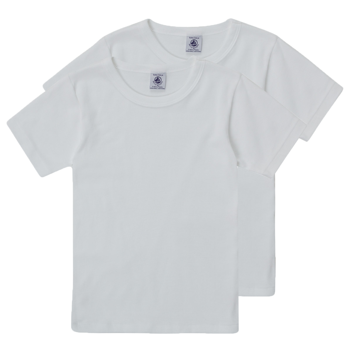 textil Børn T-shirts m. korte ærmer Petit Bateau THEO Hvid