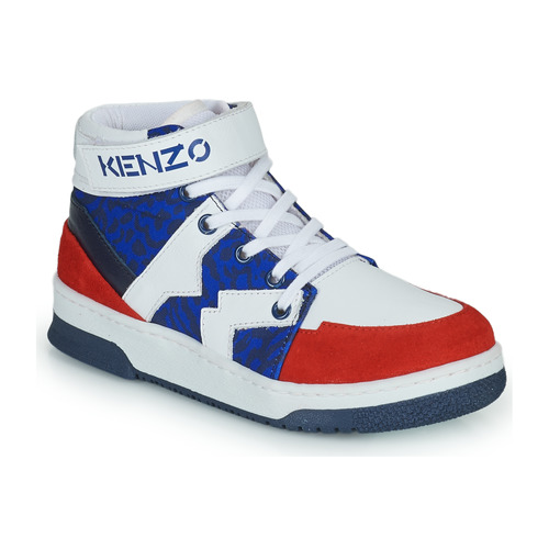 Sko Dreng Høje sneakers Kenzo K29074 Blå / Hvid / Rød