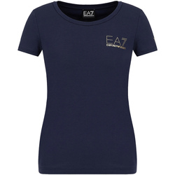 textil Dame T-shirts m. korte ærmer Ea7 Emporio Armani 8NTT65 TJDQZ Blå