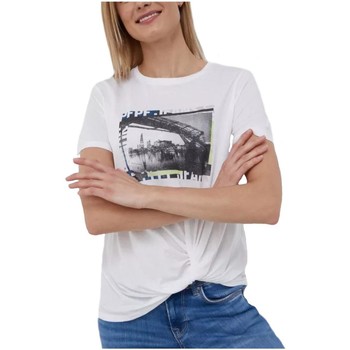 textil Dame T-shirts m. korte ærmer Pepe jeans  Hvid