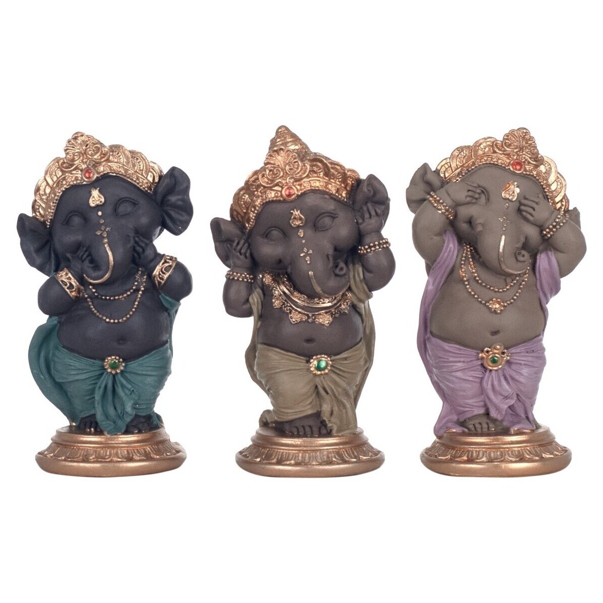 Indretning Små statuer og figurer Signes Grimalt Ganesha Figur 3 Enheder Flerfarvet