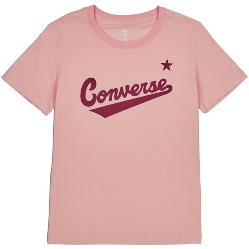 textil Dame T-shirts m. korte ærmer Converse Scripted Wordmark Tee Pink