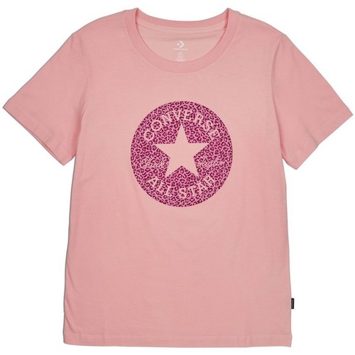 textil Dame T-shirts m. korte ærmer Converse Chuck Taylor All Star Leopard Patch Tee Pink