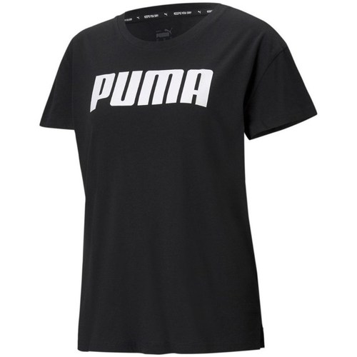 textil Dame T-shirts m. korte ærmer Puma Tshirt Damski Rtg Logo Tee Sort