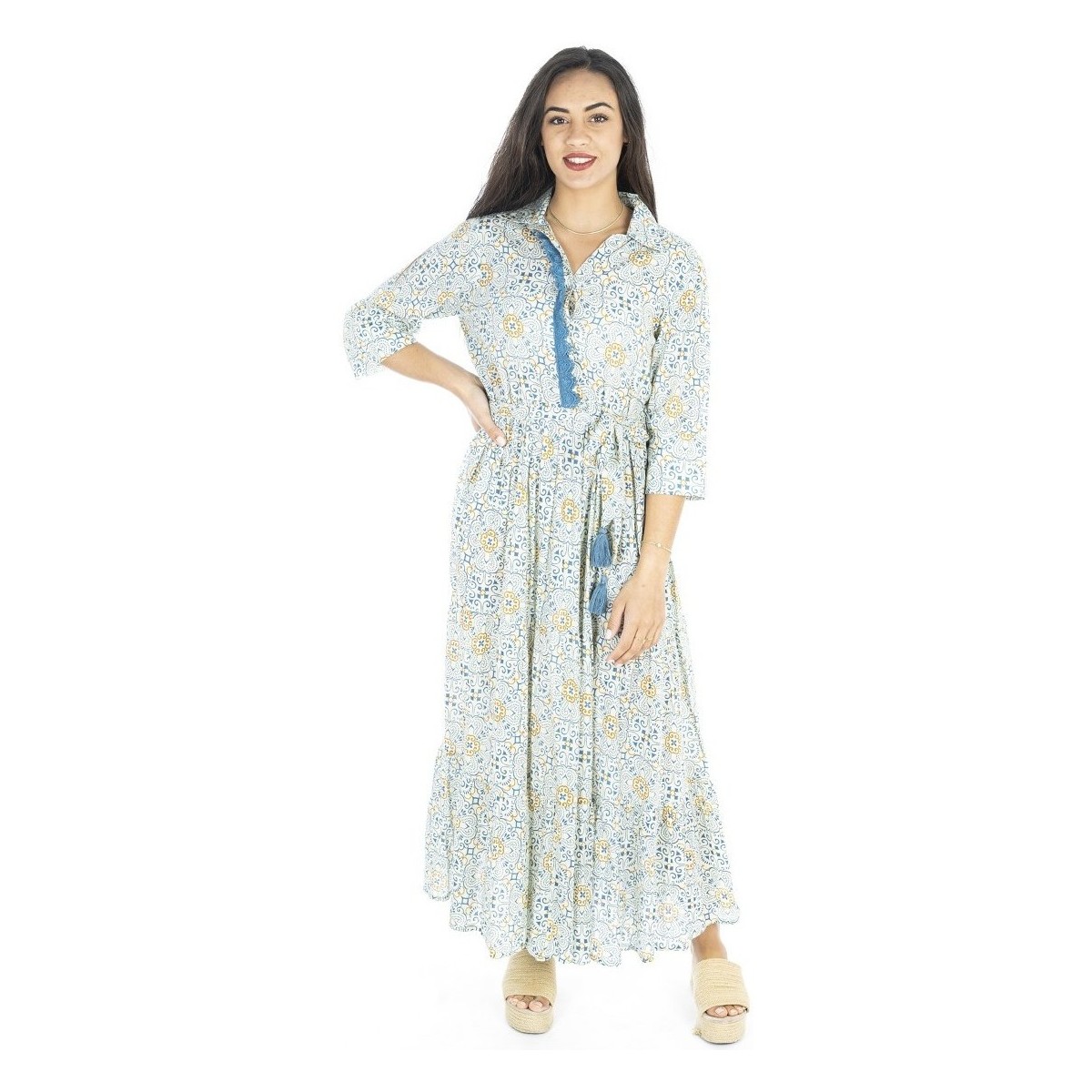 textil Dame Lange kjoler Isla Bonita By Sigris Midi Lang Kjole Beige