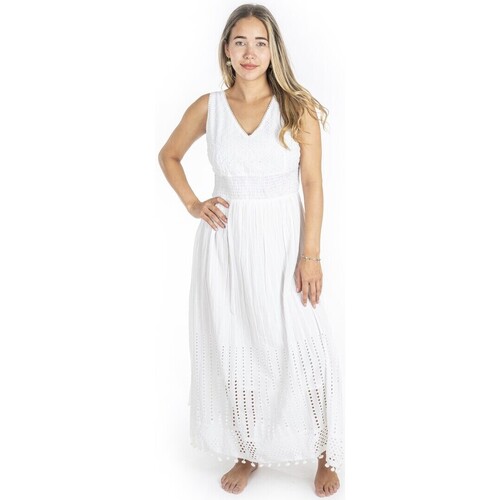 textil Dame Lange kjoler Isla Bonita By Sigris Kjole Hvid