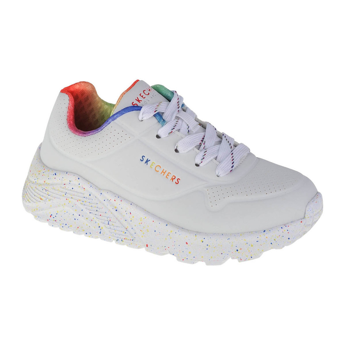 Sko Pige Lave sneakers Skechers Uno Lite Rainbow Speckle Hvid