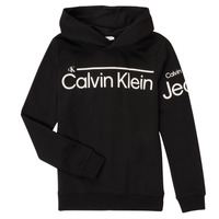 textil Dreng Sweatshirts Calvin Klein Jeans INSTITUTIONAL LINED LOGO HOODIE Sort