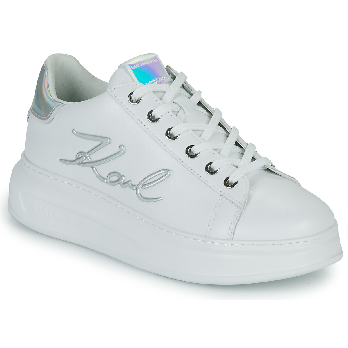 Sko Dame Lave sneakers Karl Lagerfeld KAPRI Signia Lace Lthr Hvid / Sølv