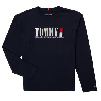 textil Dreng Langærmede T-shirts Tommy Hilfiger  Marineblå