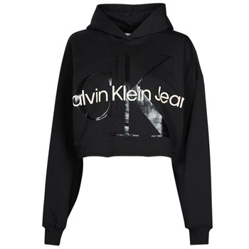 textil Dame Sweatshirts Calvin Klein Jeans GLOSSY MONOGRAM HOODIE Sort