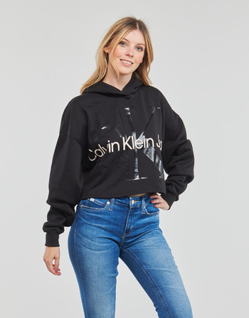 textil Dame Sweatshirts Calvin Klein Jeans GLOSSY MONOGRAM HOODIE Sort