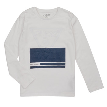 textil Dreng Langærmede T-shirts Guess L2BI07-I3Z11-G011 Hvid
