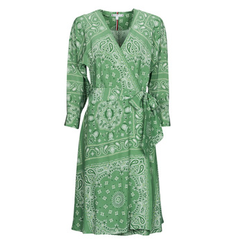 textil Dame Korte kjoler Tommy Hilfiger BANDANA WRAP KNEE DRESS 3/4 SLV Grøn