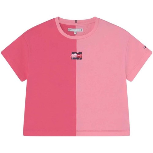 textil Pige T-shirts m. korte ærmer Tommy Hilfiger  Pink